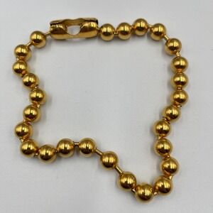 Vintage Y2K Gold Tone Oversized Ball Chain Necklace & Bracelet Set Retro Classic